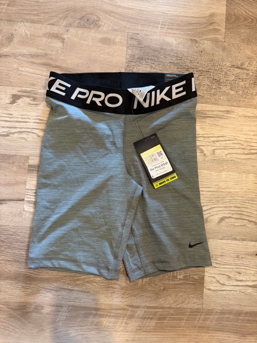 Nike Pro Compression Shorts in Heather Sage with Black Waistband